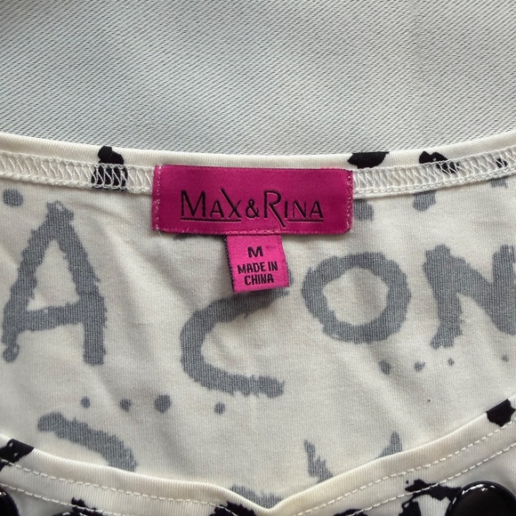 Max & Rina "Cities" Top Black and White Size Medium - Picture 2 of 5